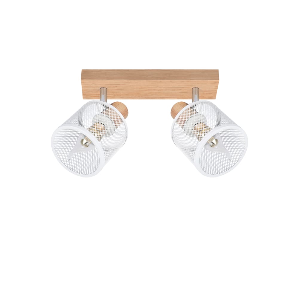 Elfriede - spot de plafond en bois, blanc, l 25 cm, 2 lumières