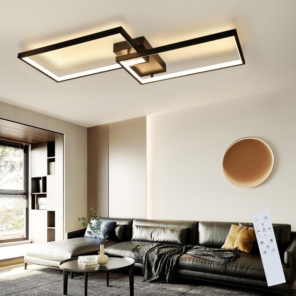 George - plafonnier led en métal, coloris noir, l 80 cm — vue 3