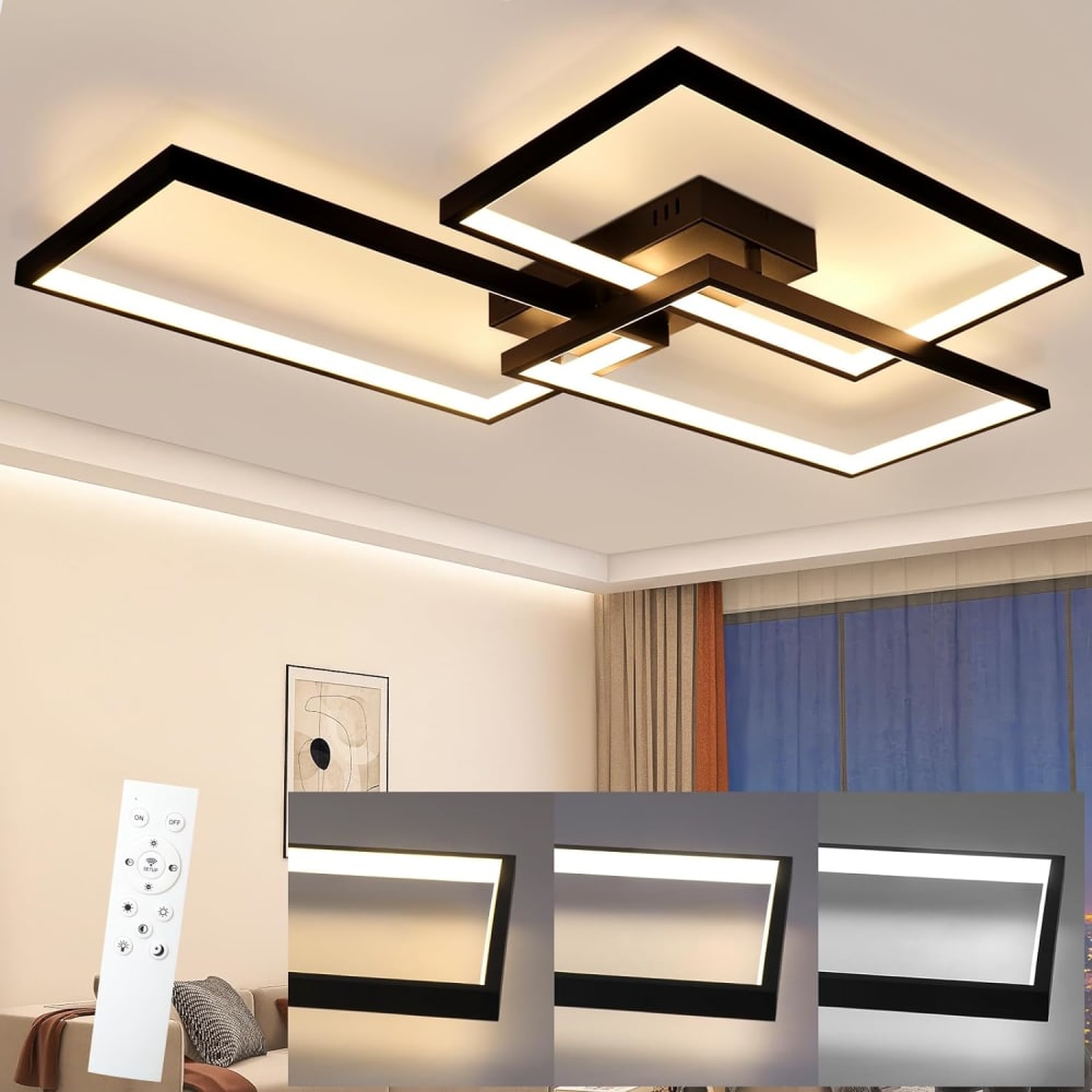 Glanz - plafonnier led en métal, coloris noir, l 80 cm — vue 3