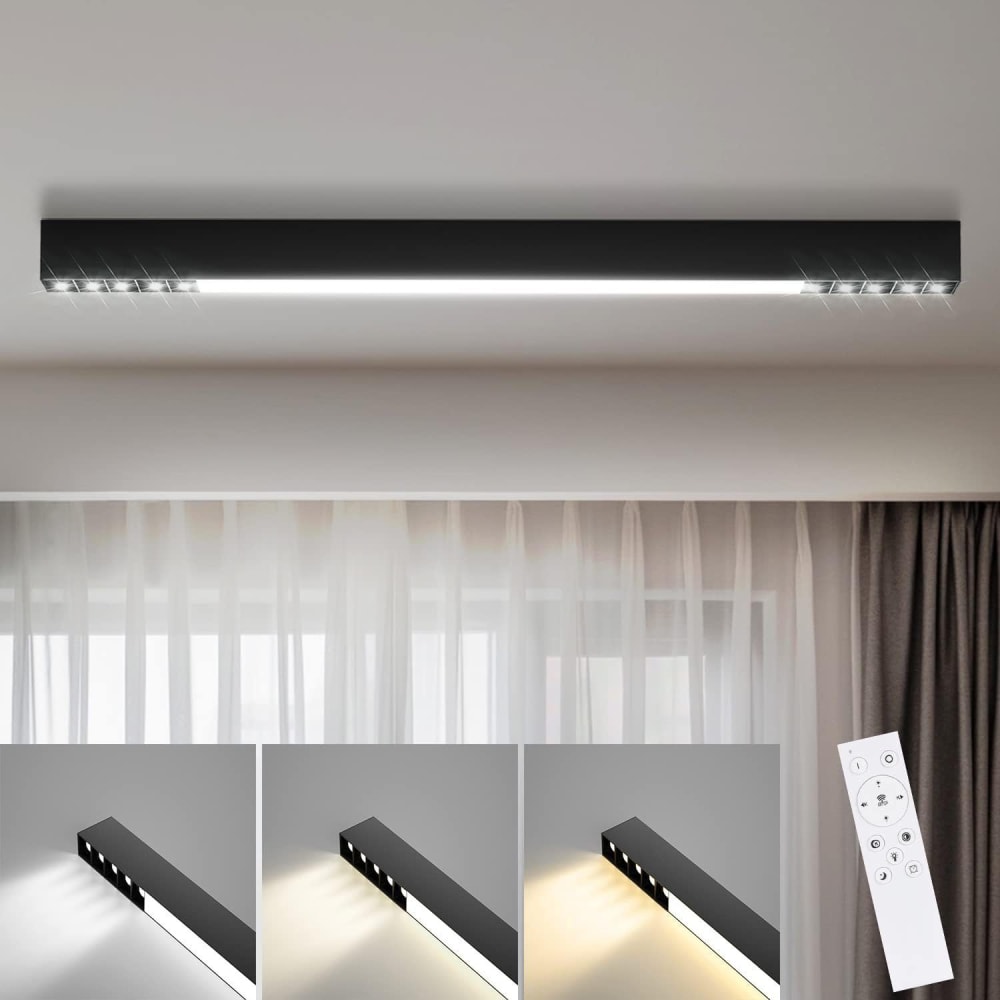 Gratia - plafonnier led en métal, coloris noir, l 107 cm — vue 3