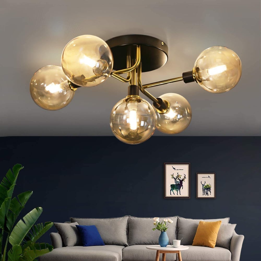 Kiel - plafonnier led en métal, coloris noir, l 53 cm, g9 — vue 3