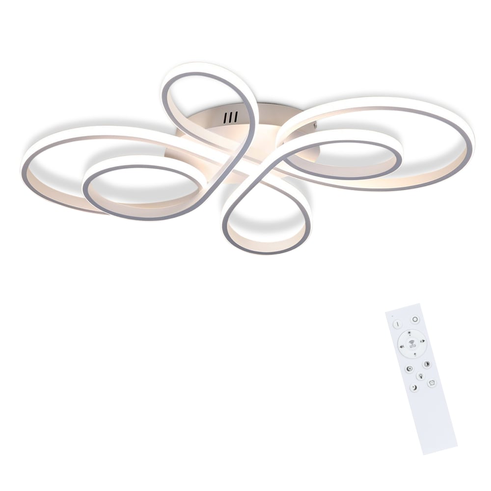 Plafonnier LED, métal, L:100 cm, blanc