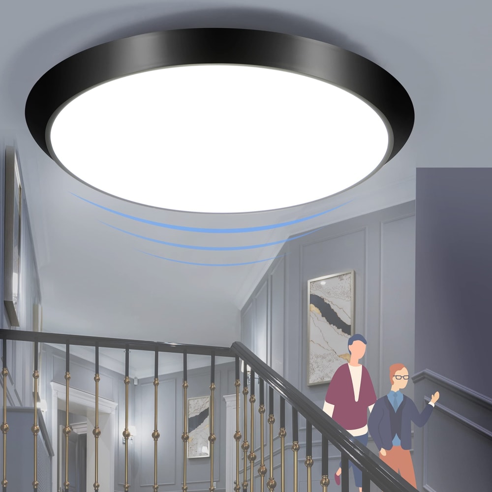 Wood - LED-Deckenleuchte aus Kunststoff, Schwarz, L 30 cm -