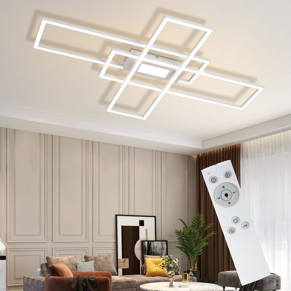 Kroll - plafonnier led en métal, coloris blanc, l 99 cm — vue 3