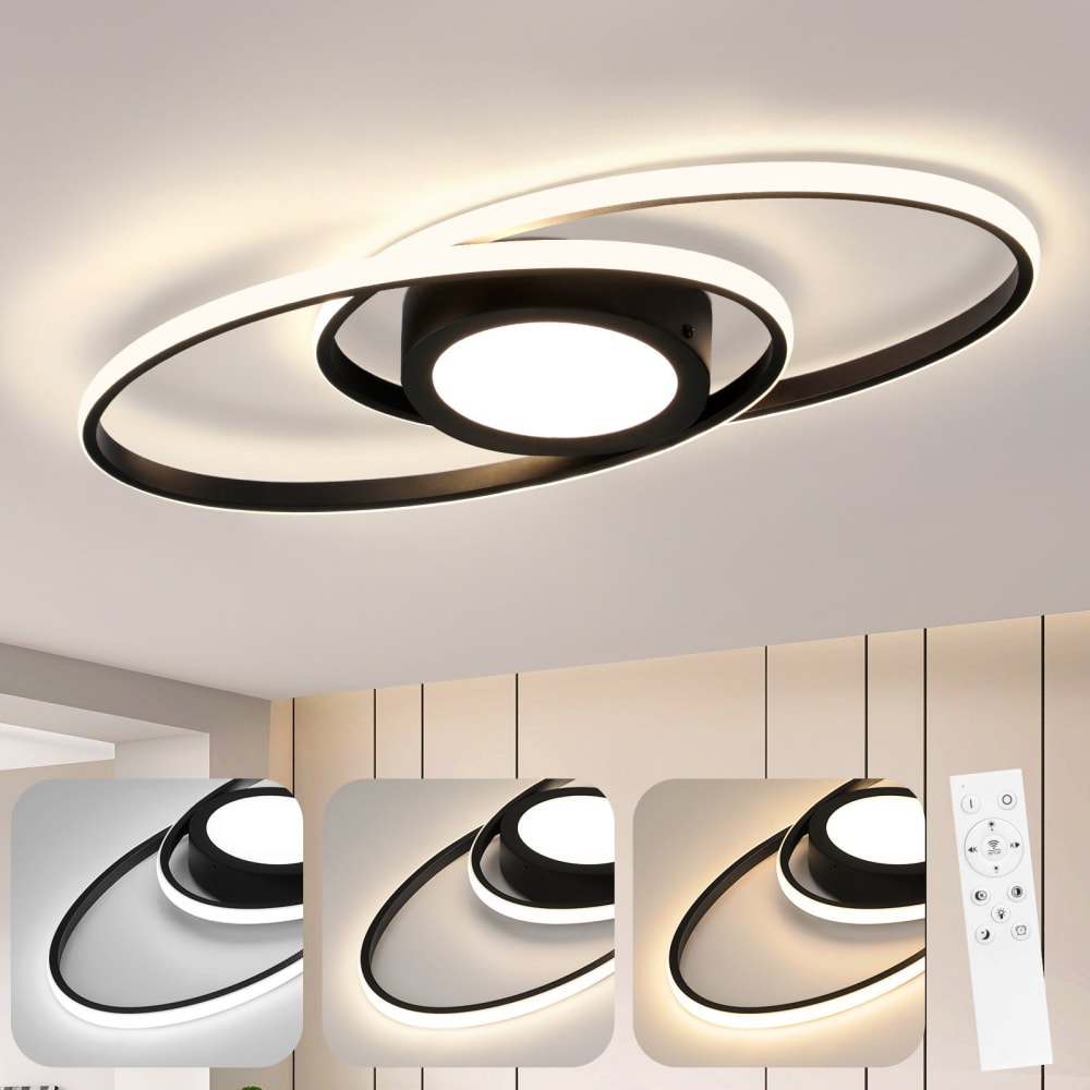 Mackay - LED-Deckenleuchte aus Metall, Schwarz, L 57 cm - Maisons