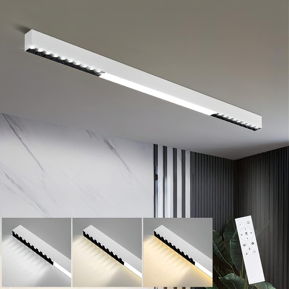 Quinlan - LED-Deckenleuchte aus Metall, Weiß, L 80 cm - Maisons