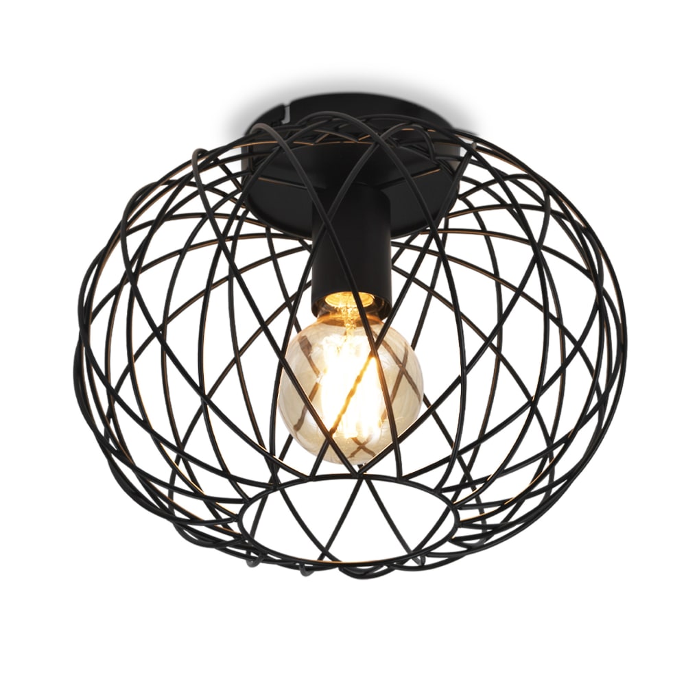Frisbee - plafonnier en métal, coloris noir, l 30 cm, e27