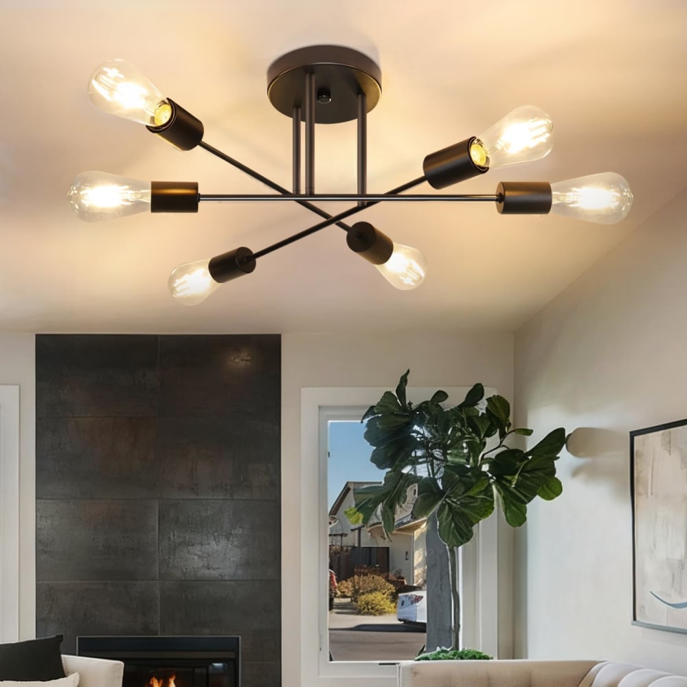 Foster - plafonnier led en métal, coloris noir, l 45 cm, e27 — vue 3