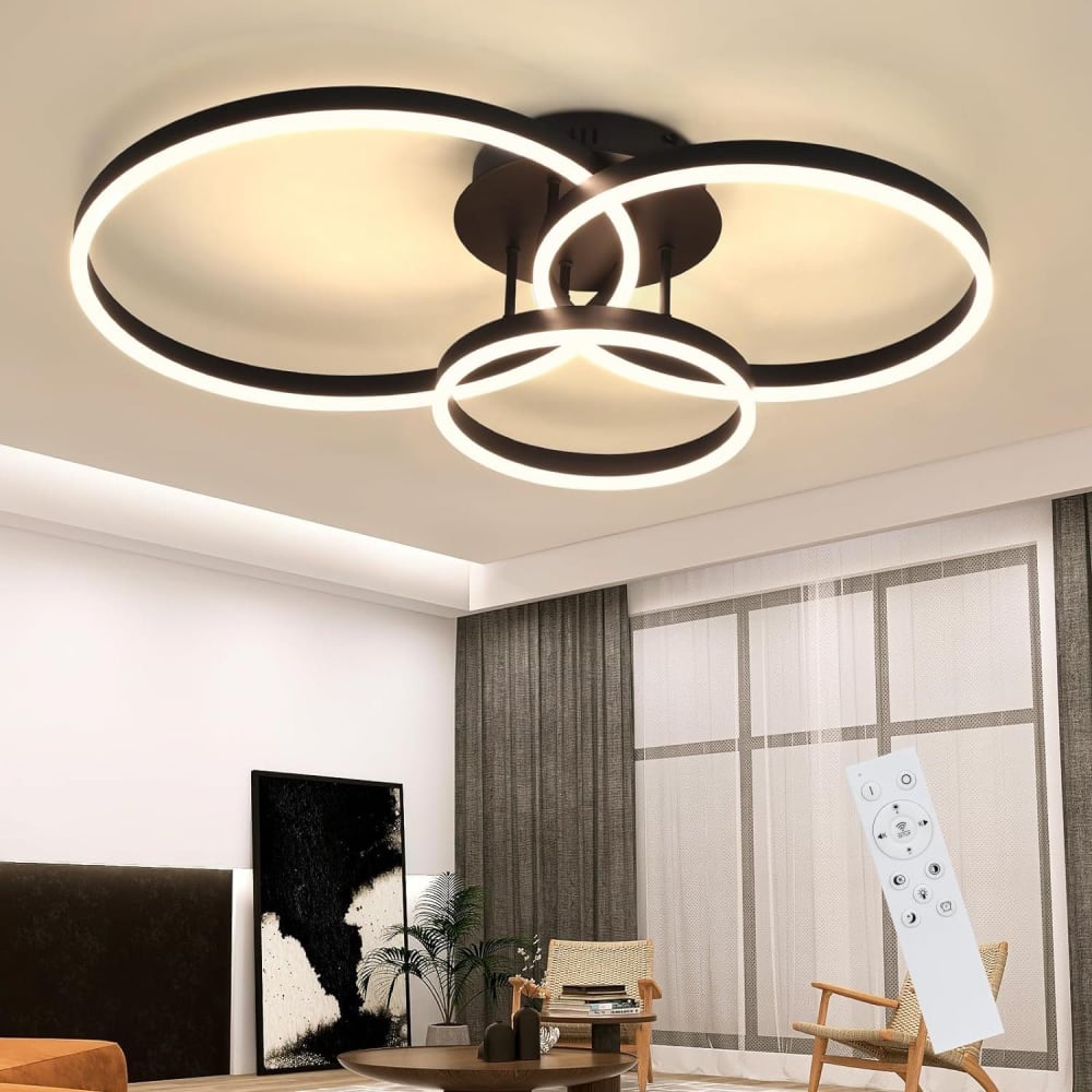 Gamble - plafonnier led en métal, coloris noir, l 82 cm — vue 3