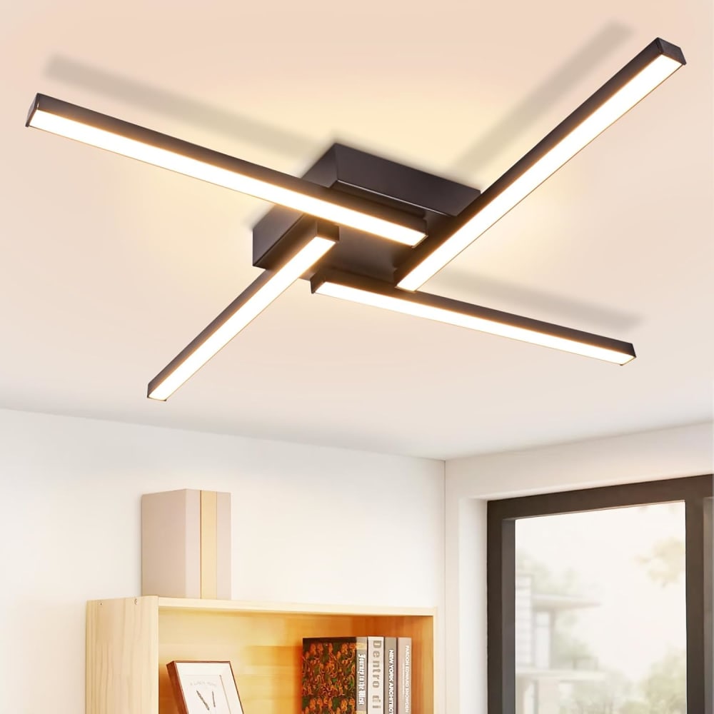 Guerra - plafonnier led en métal, coloris noir, l 57 cm — vue 3