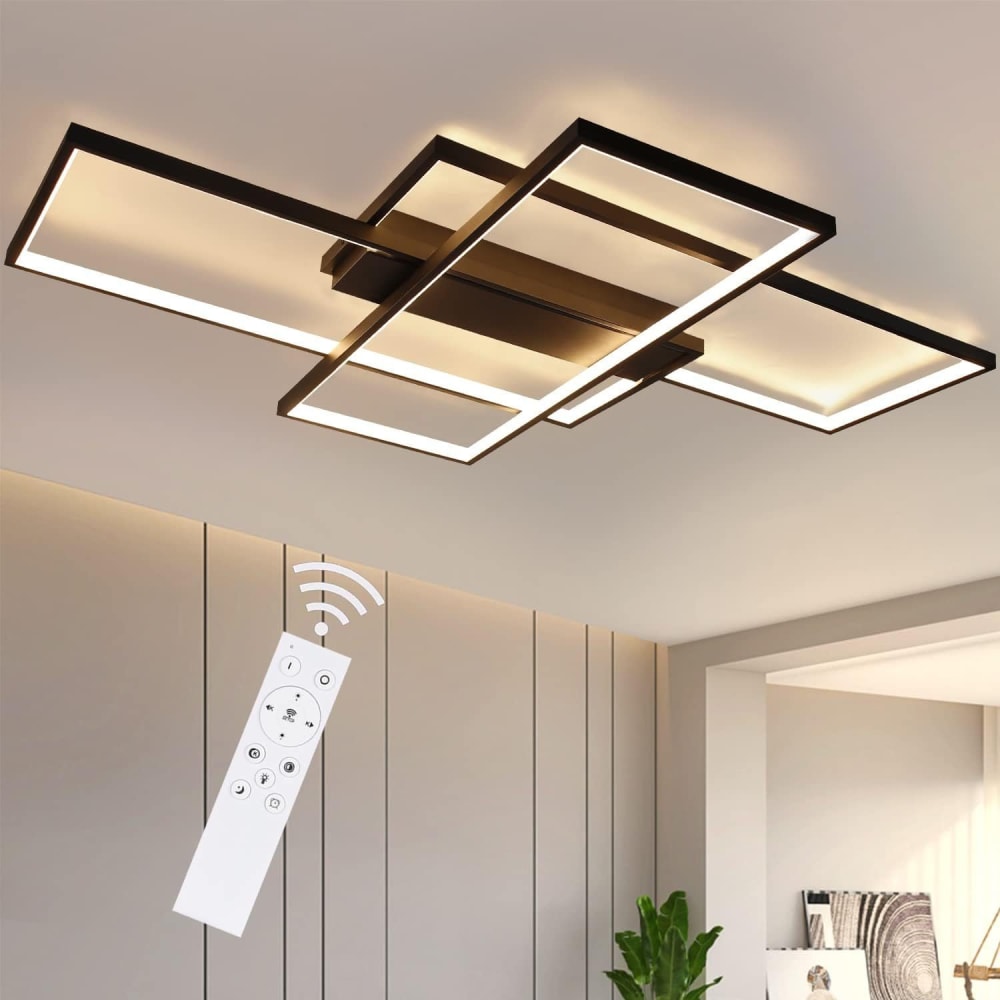 Gelsenkirchen - plafonnier led en métal, coloris noir, l 100 cm — vue 3