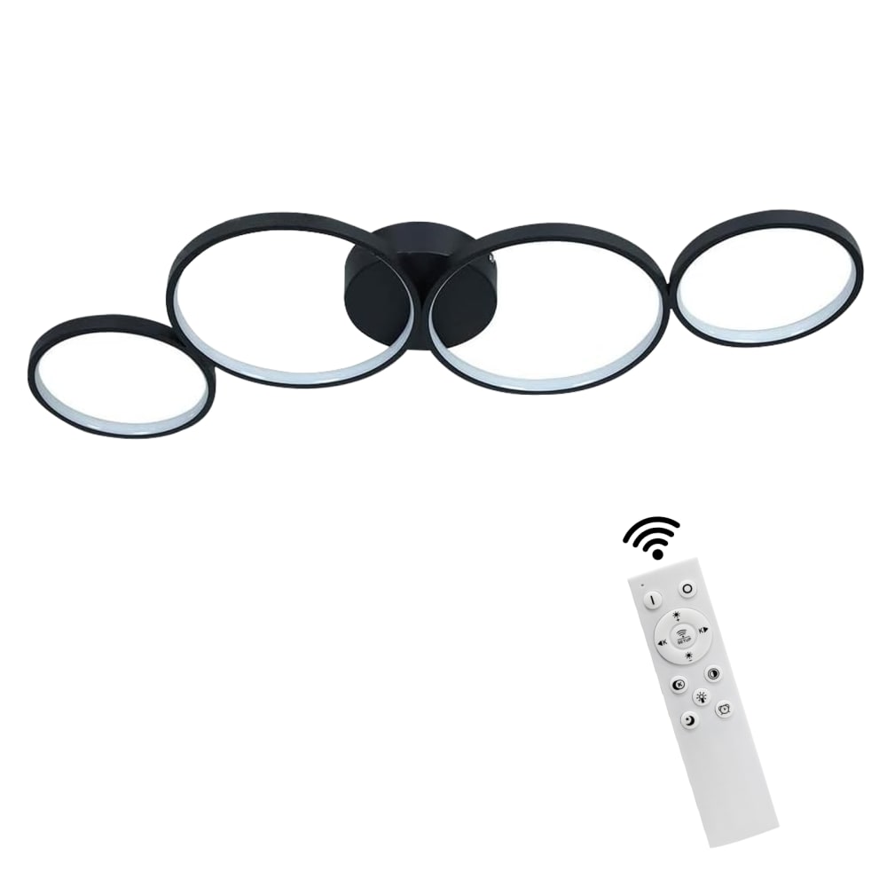 Haines - plafonnier led en métal, coloris noir, l 88 cm