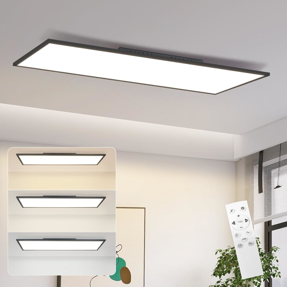 Gray - plafonnier led en métal, coloris noir, l 100 cm — vue 3