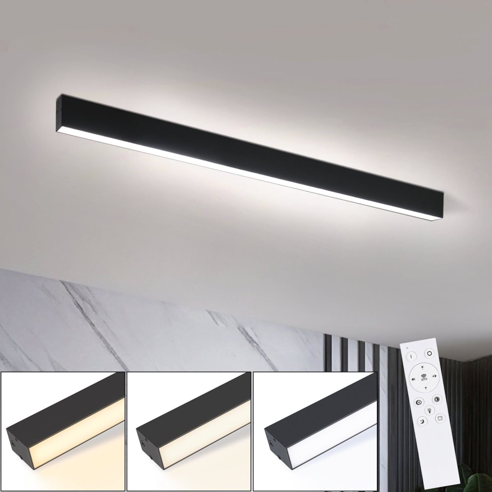Guerrero - plafonnier led en métal, coloris noir, l 80 cm — vue 3