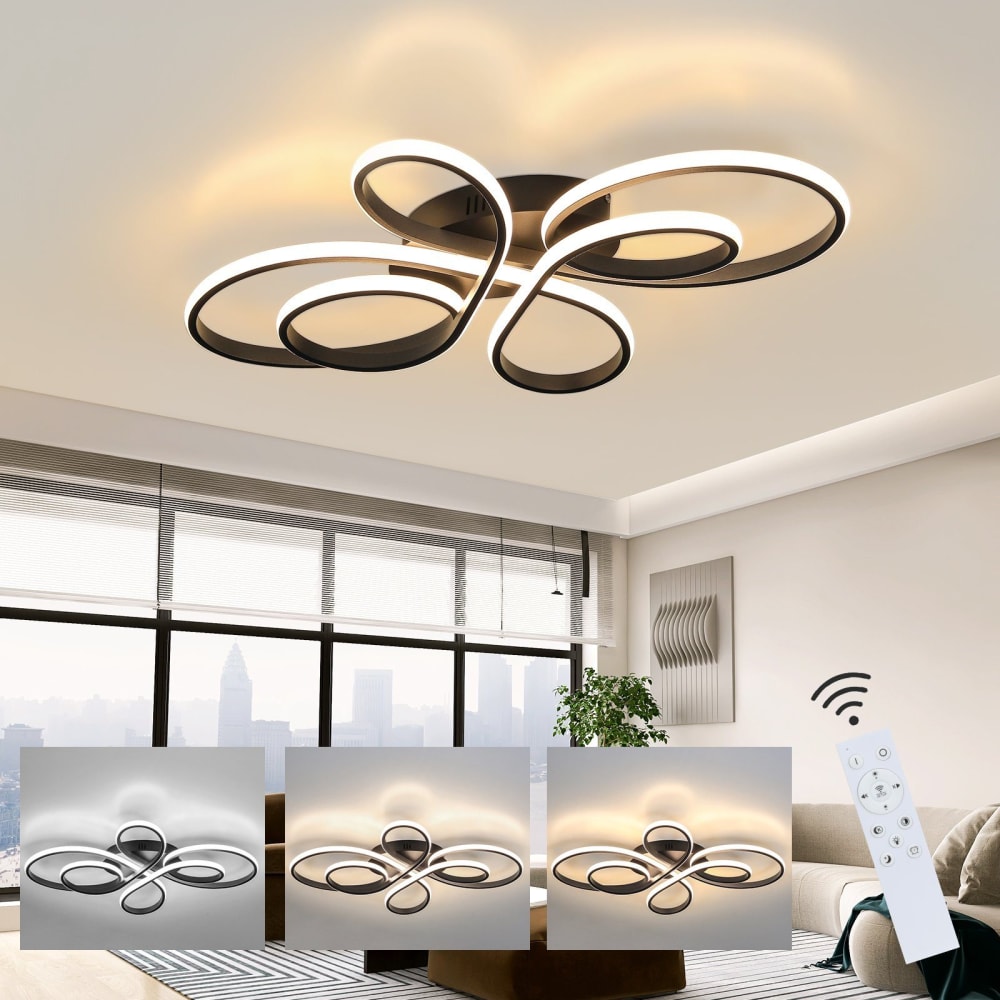 Baunach ii - plafonnier led en métal, coloris noir, l 80 cm — vue 3