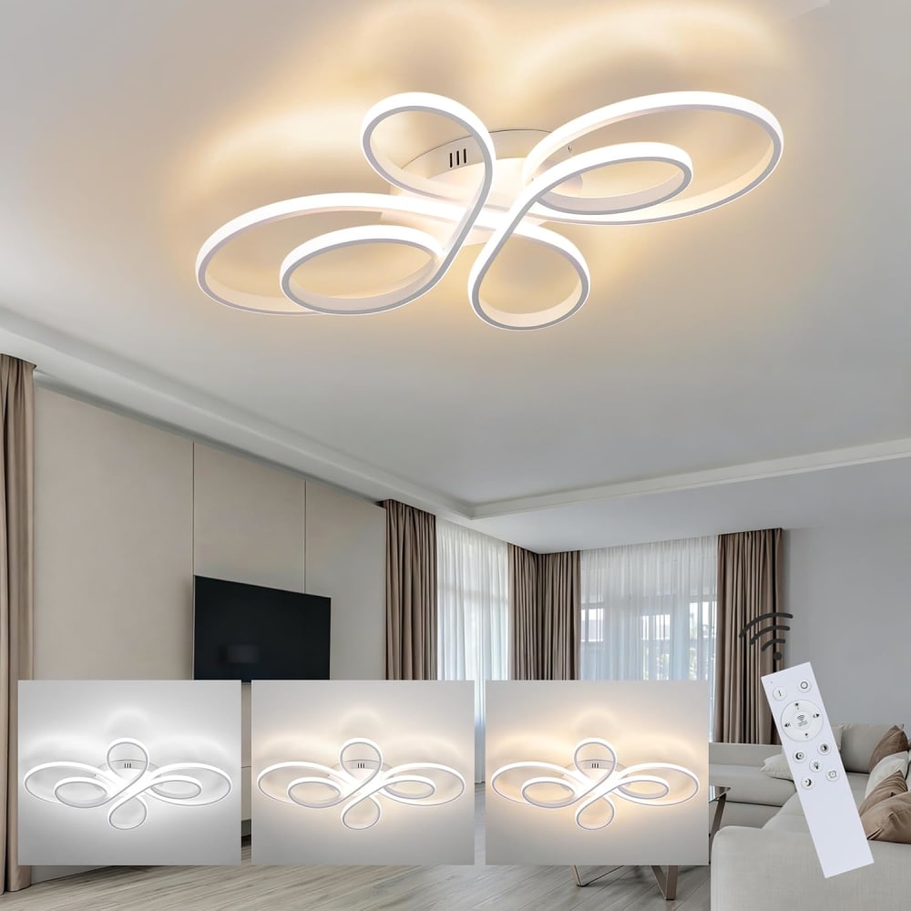 Alvira ii - plafonnier led en métal, coloris blanc, l 80 cm — vue 3