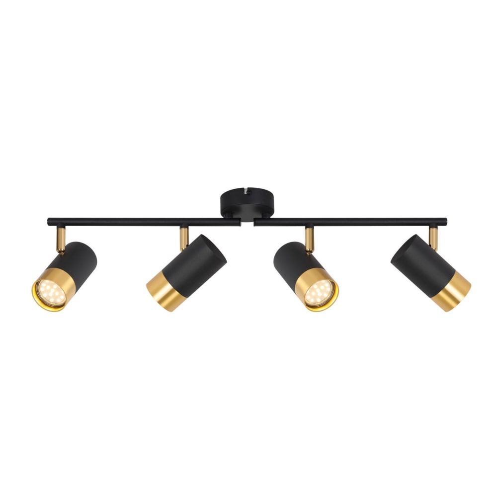 Nettlife Reum - Deckenstrahler aus Metall, Schwarz, L 67 cm, 4-flammig, GU10 style modern Schwarz Metall
