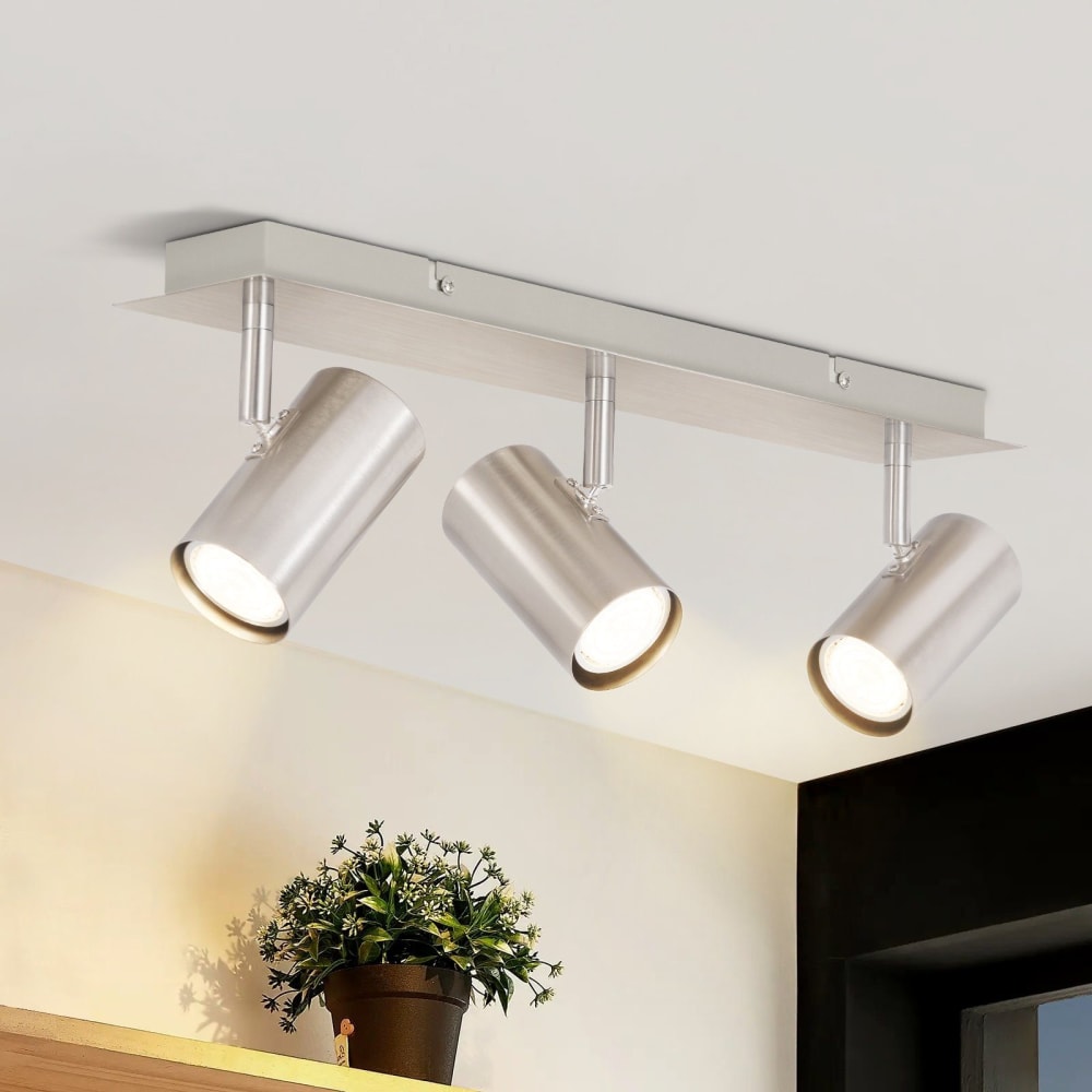 Bruno - spot de plafond en métal, argent, l 47 cm, 3 lumières — vue 3