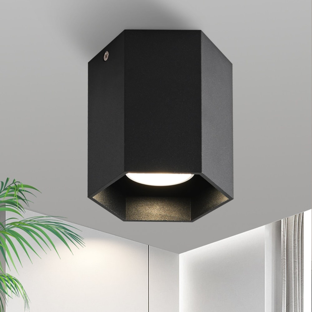 Yaskulka - spot de plafond en métal, coloris noir, l 11 cm, gu10 — vue 3