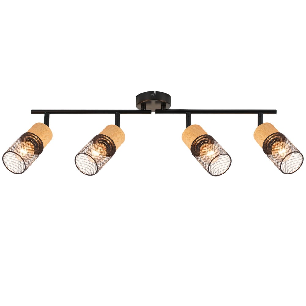 nava - foco de techo de metal color negro 63 cm 4 luces e14