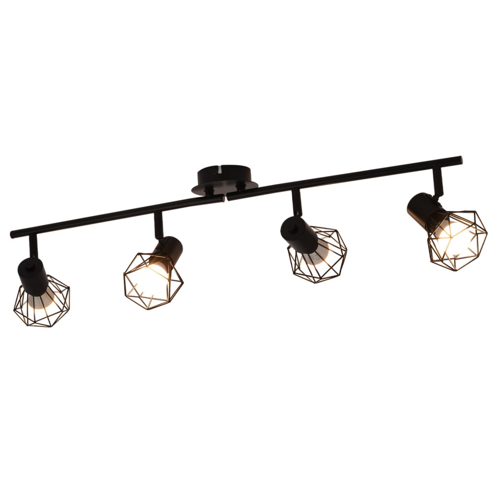 Idna - spot de plafond en métal, noir, l 71 cm, 4 lumières