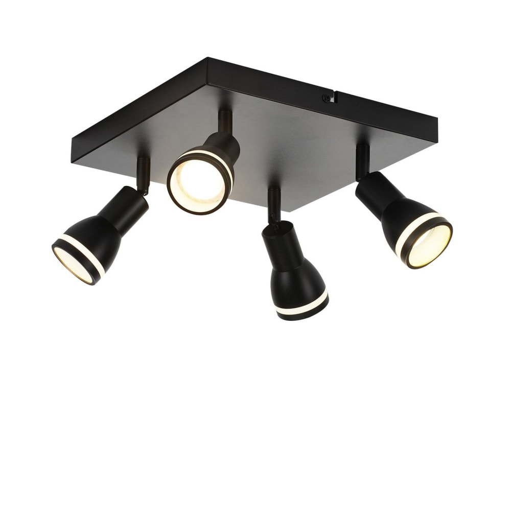 Nettlife Herne - Deckenstrahler aus Metall, Schwarz, L 20 cm, 4-flammig, GU10 style modern Schwarz Metall