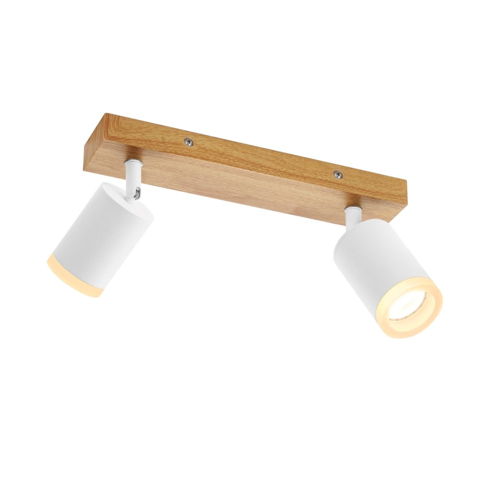 Essen - spot de plafond en bois, blanc, l 28 cm, 2 lumières
