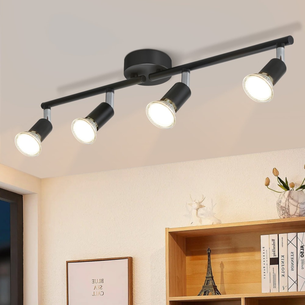 Nebinger - spot de plafond en métal, noir, l 60 cm, 4 lumières — vue 3