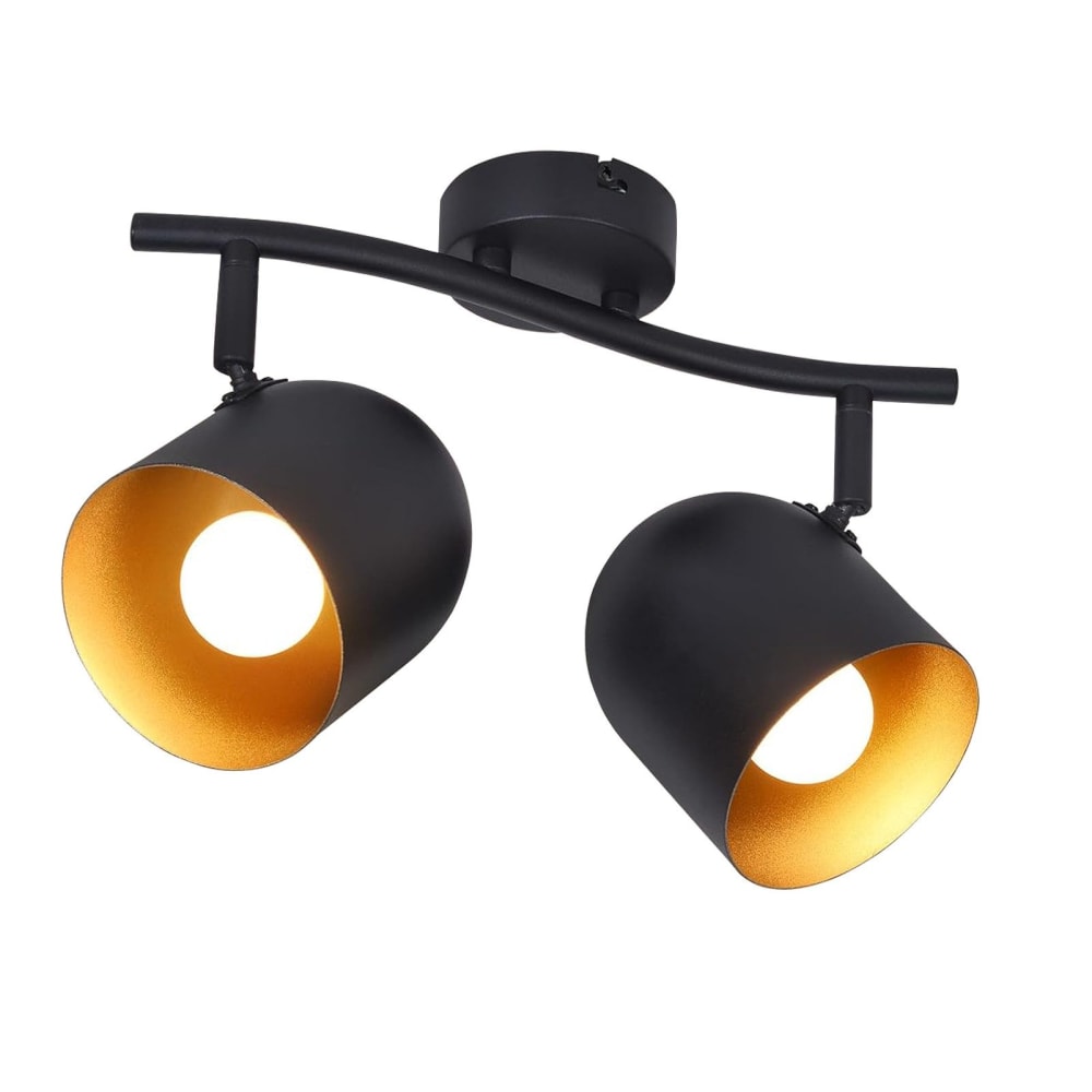 Nettlife Paderborn - Deckenstrahler aus Metall, Schwarz, 28 cm, 2-flammig style modern Schwarz Metall