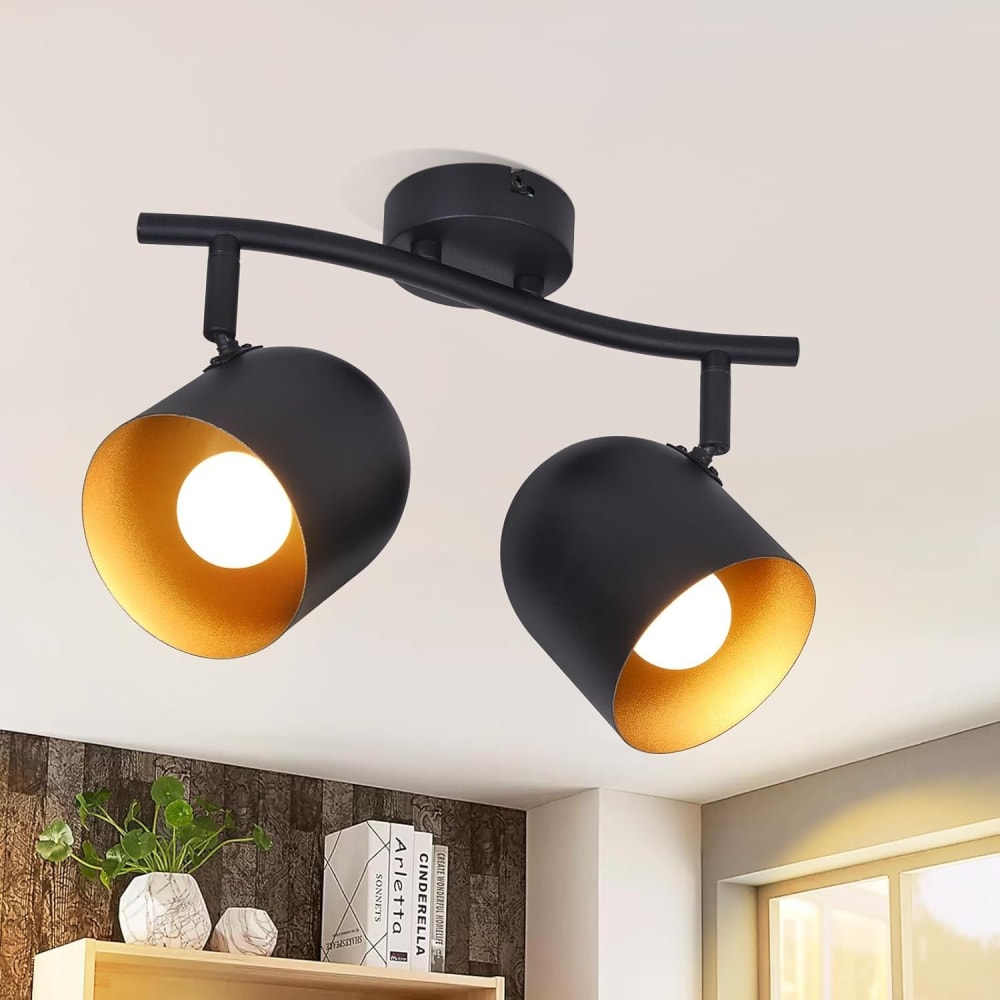 Paderborn - Deckenstrahler aus Metall, Schwarz, 28 cm, 2-flammig