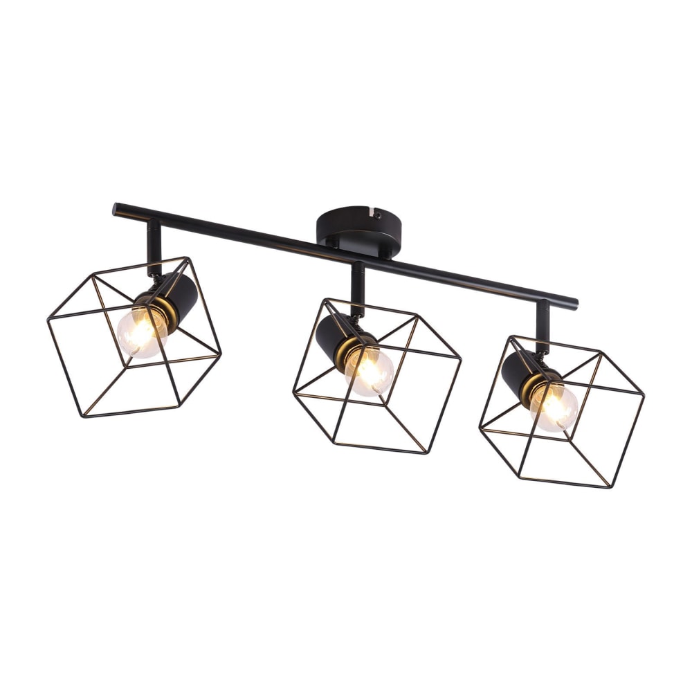 Nettlife Renken - Deckenstrahler aus Metall, Schwarz, L 48 cm, 3-flammig, E14 style modern Schwarz Metall
