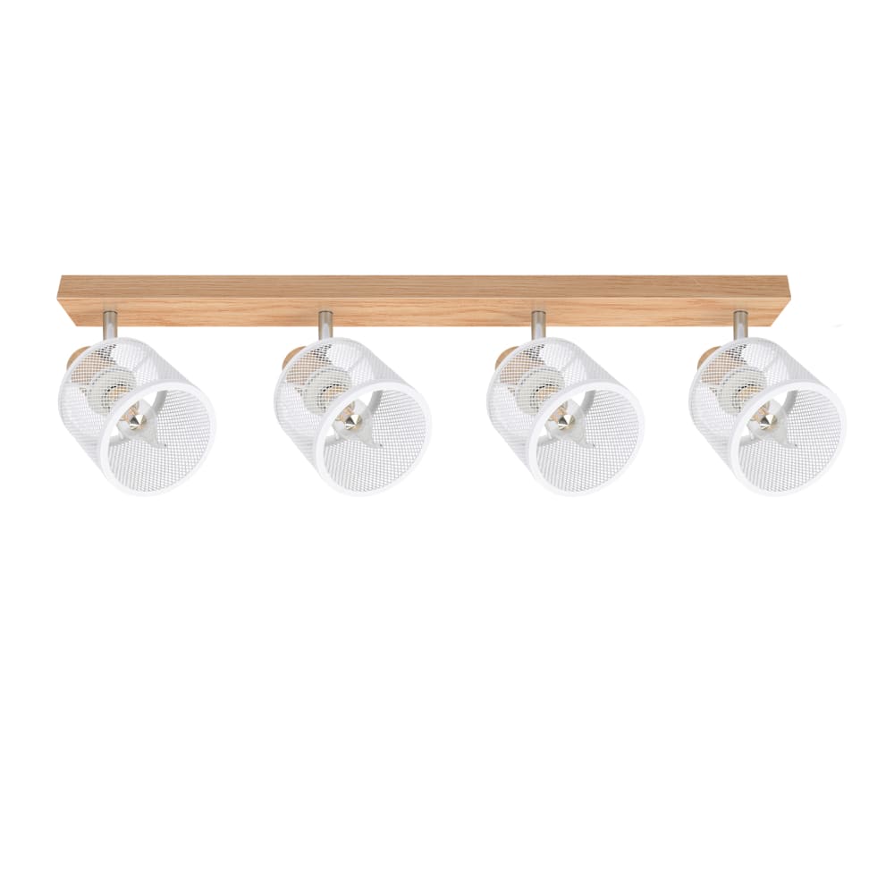 Fisher - spot de plafond en bois, blanc, l 60 cm, 4 lumières