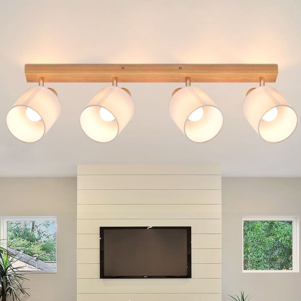 Isbell - spot de plafond en bois, marron, l 70 cm, 4 lumières — vue 3