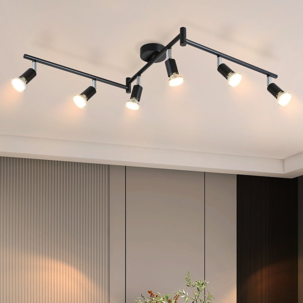 Jan - spot de plafond en métal, noir, l 108 cm, 6 lumières — vue 3