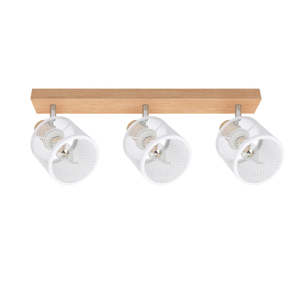 Hertz - spot de plafond en bois, blanc, l 42 cm, 3 lumières