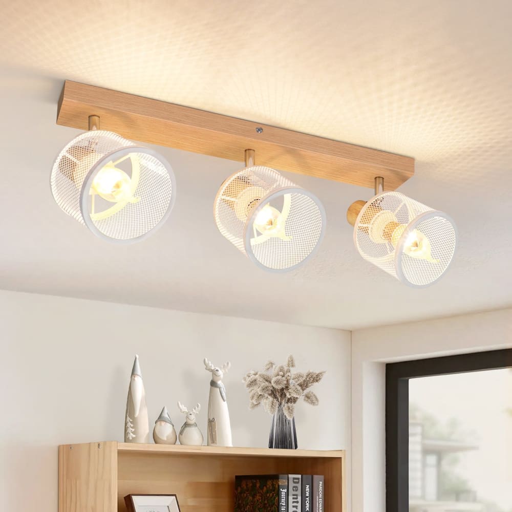 Hertz - spot de plafond en bois, blanc, l 42 cm, 3 lumières — vue 3
