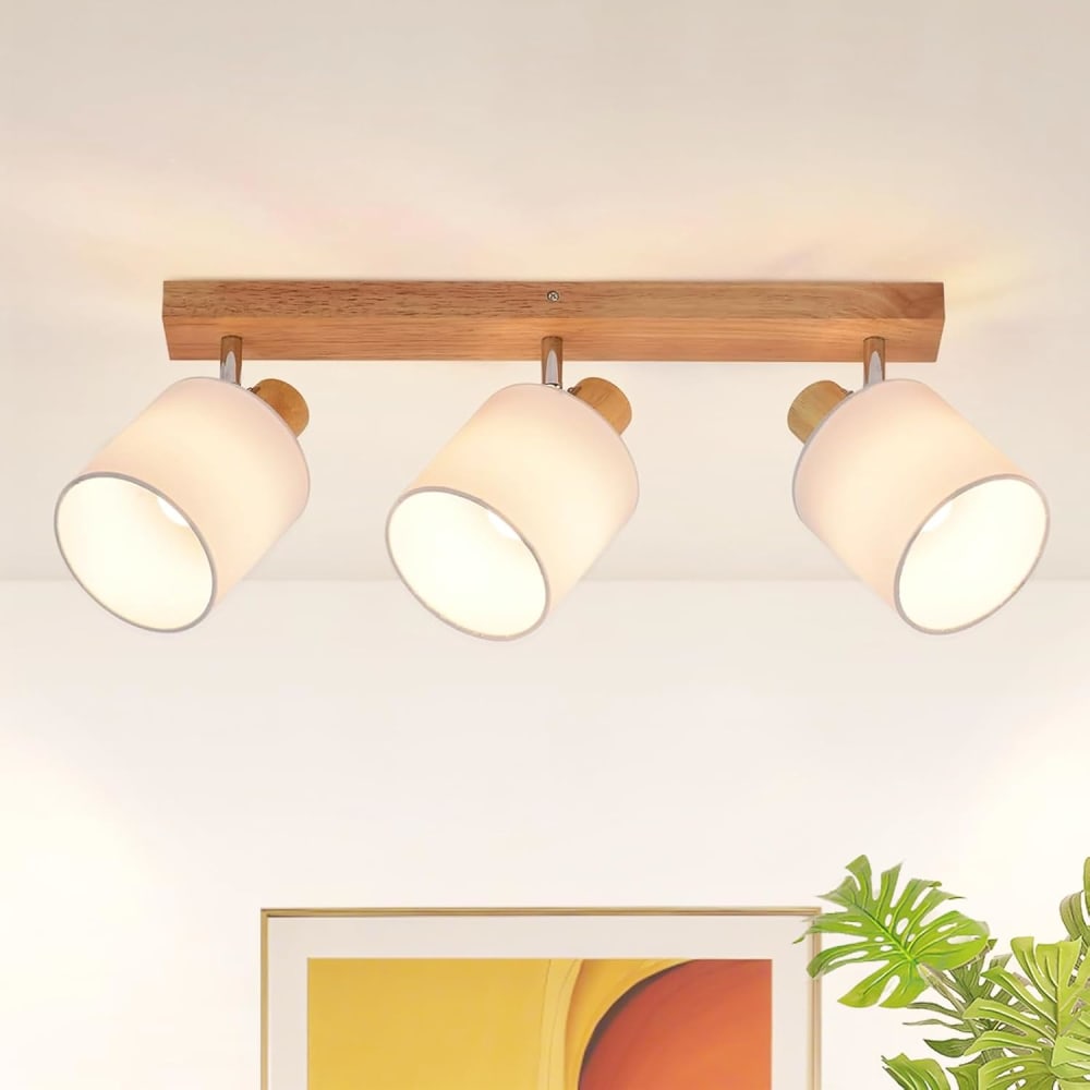 Ingle - spot de plafond en bois, marron, l 47 cm, 3 lumières — vue 3