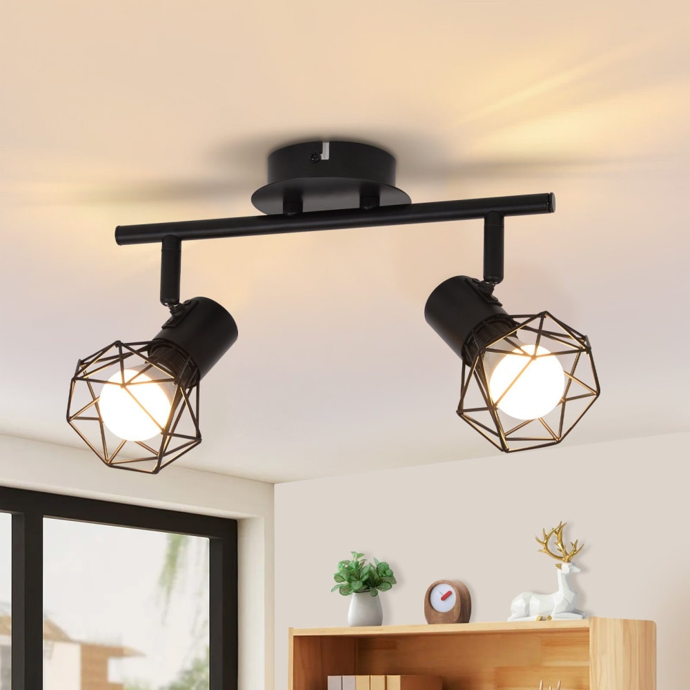 Humphrey - spot de plafond en métal, noir, l 28 cm, 2 lumières — vue 3