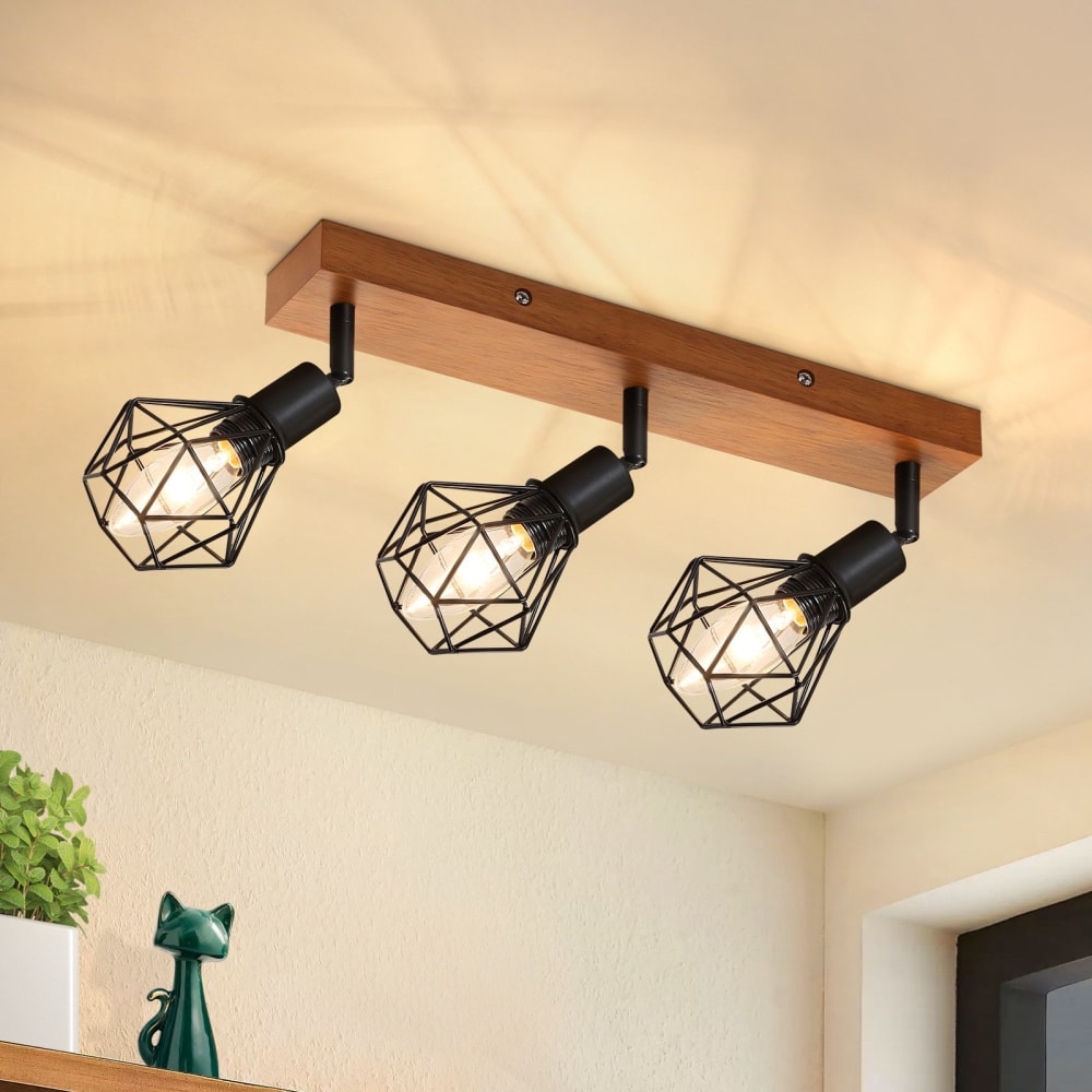 Einbeck - spot de plafond en métal, noir, l 17 cm, 3 lumières — vue 3