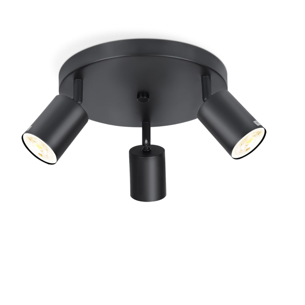 Hicks - spot de plafond en métal, noir, l 24 cm, 3 lumières