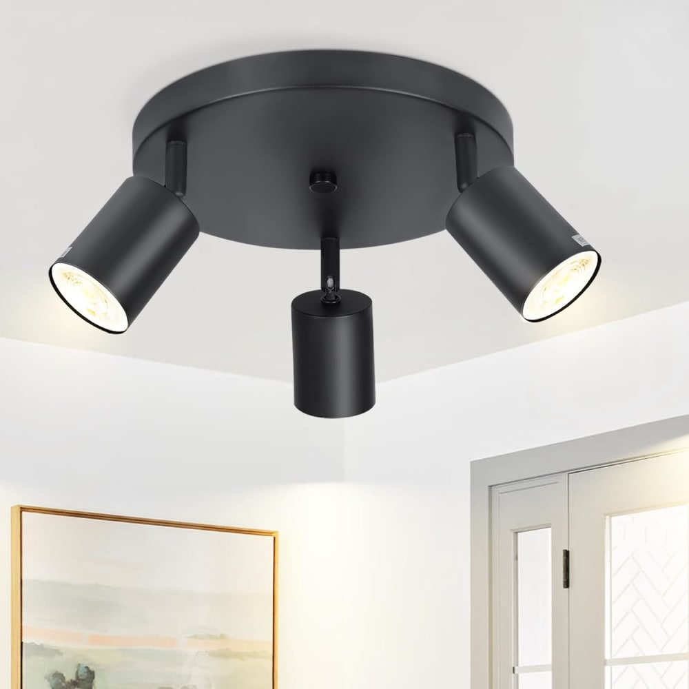 Hicks - spot de plafond en métal, noir, l 24 cm, 3 lumières — vue 3