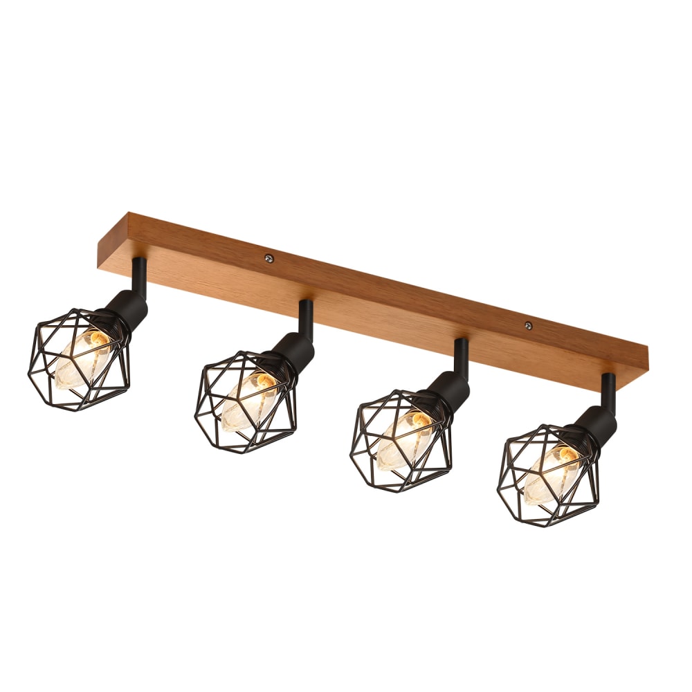 Spot de plafond en métal, 4 x E14, noir