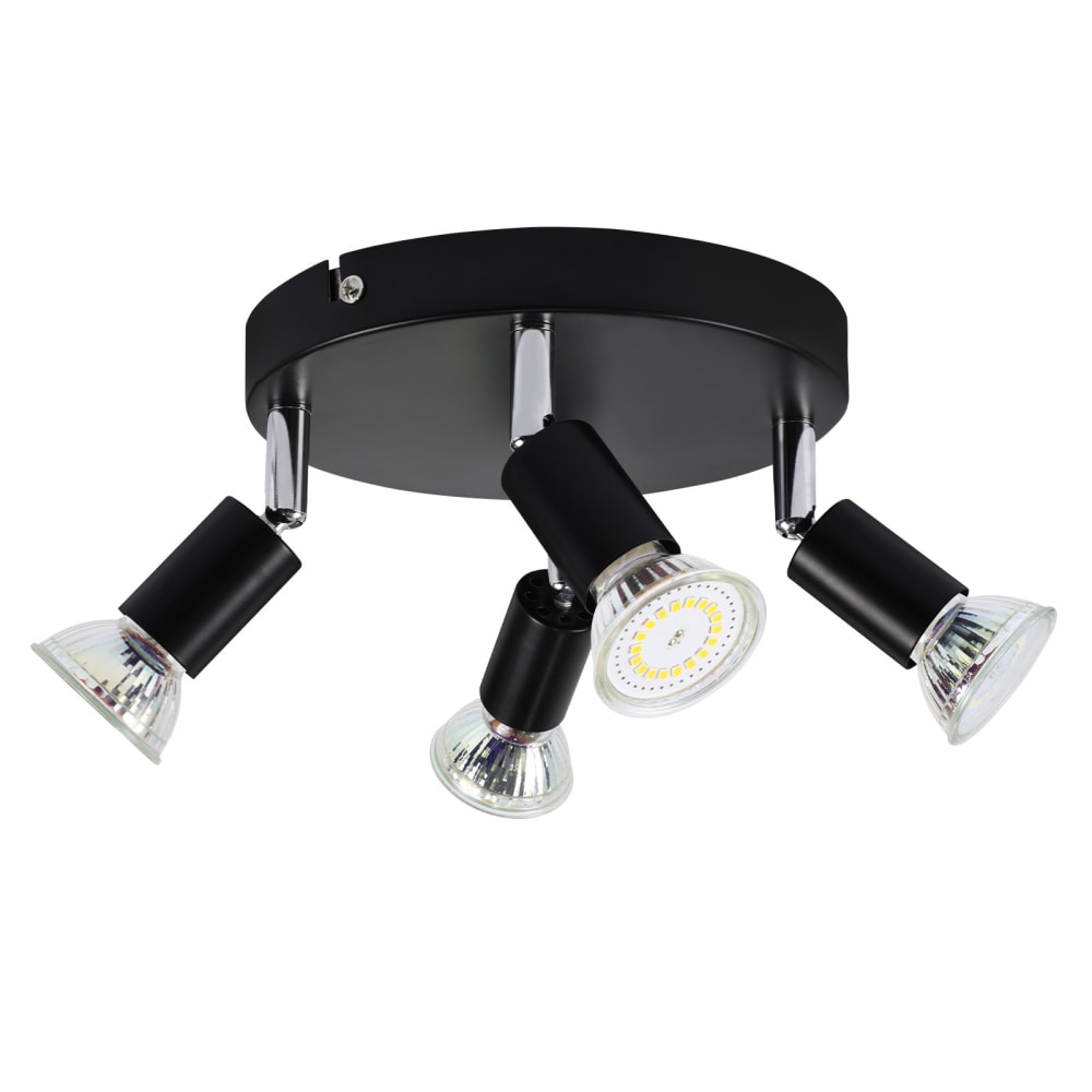 Nettlife Reuter - Deckenstrahler aus Metall, Schwarz, L 18 cm, 4-flammig, GU10 style modern Schwarz Metall