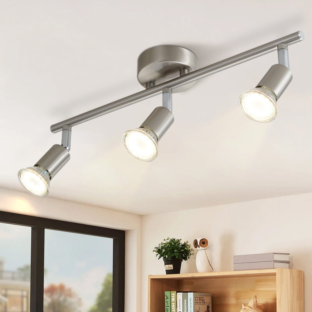 Yater - spot de plafond en métal, argent, l 40 cm, 3 lumières — vue 3