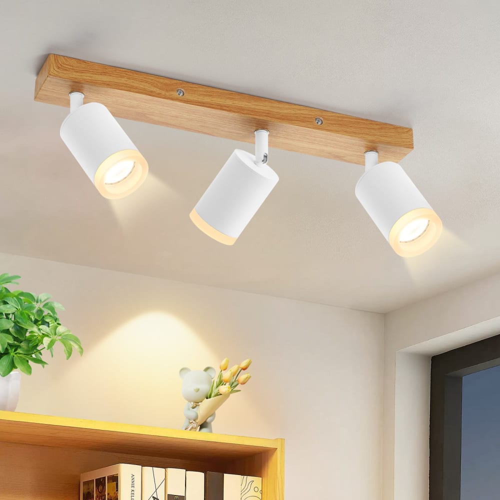 Herring - spot de plafond en bois, blanc, l 41 cm, 3 lumières — vue 3