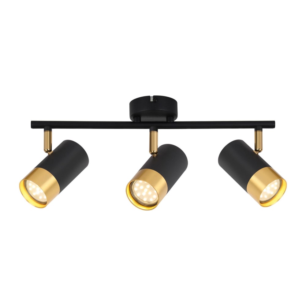 River - spot de plafond en métal, noir, l 47 cm, 3 lumières