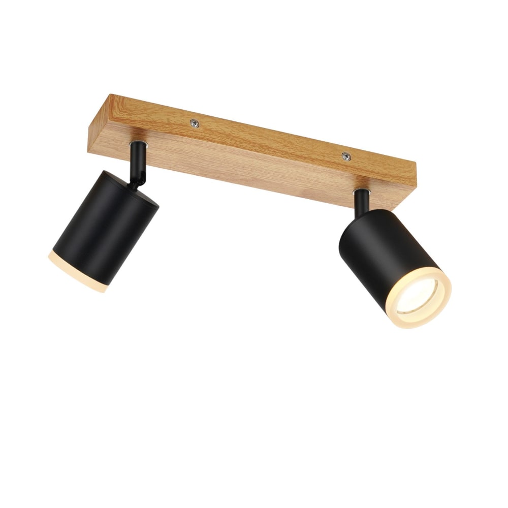 Hickey - spot de plafond en bois, noir, l 28 cm, 2 lumières