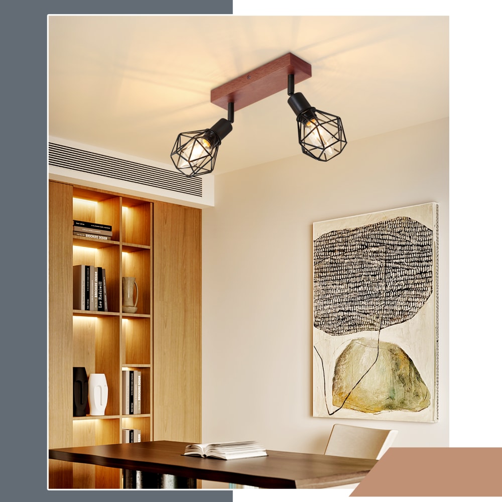 Doyle - spot de plafond en métal, noir, l 17 cm, 2 lumières — vue 3