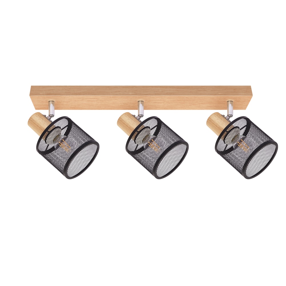 Nettlife Sheri - Deckenstrahler aus Holz, Schwarz, L 42 cm, 3-flammig, E14 style modern Schwarz Holz