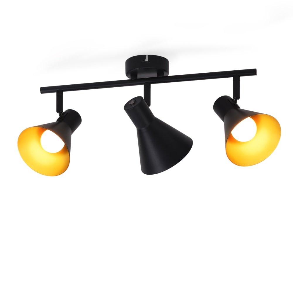 Nettlife Rembisz - Deckenstrahler aus Metall, Schwarz, L 49 cm, 3-flammig, E14 style modern Schwarz Metall